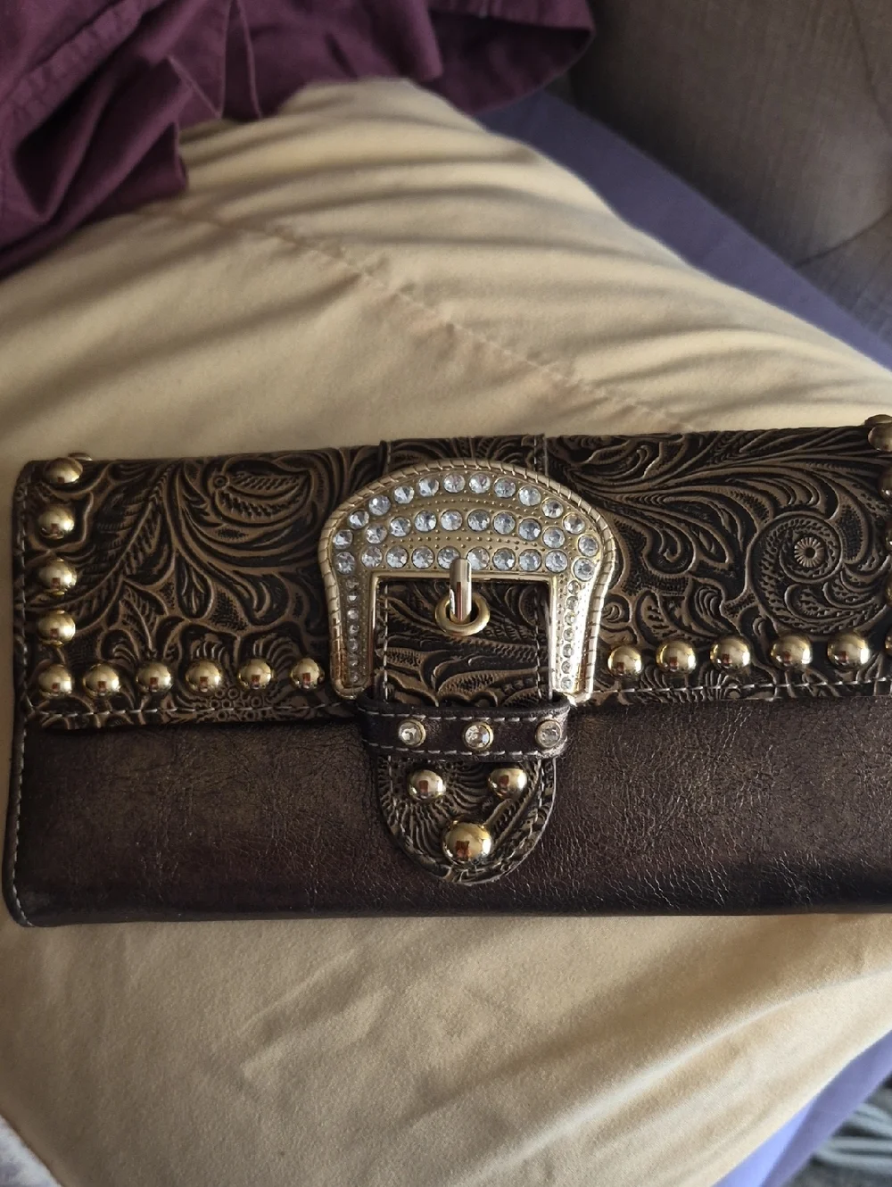 Western Rhinestone Bling Belt Buckle Wallet